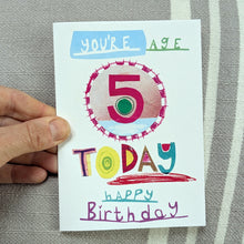 Load image into Gallery viewer, Age 5 Happy Birthday Greeting Card – Free Personalisation
