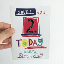 Load image into Gallery viewer, Age 2 Happy Birthday Greeting Card – Free Personalisation

