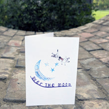 Load image into Gallery viewer, Over The Moon Dog Greeting Card – Free Personalisation
