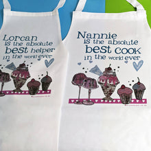 Load image into Gallery viewer, Personalised little and large combo aprons
