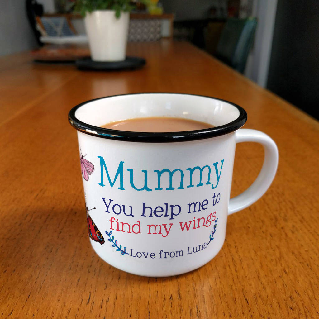 Personalised Mummy You Help Me To Find My Wings Mug