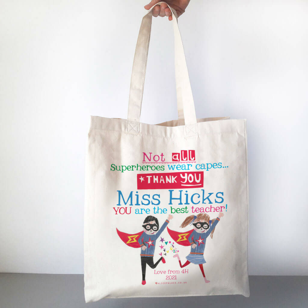 Personalised Super Hero Teacher Bag