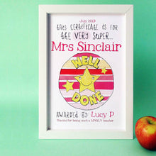 Load image into Gallery viewer, Personalised Super Teacher Certificate
