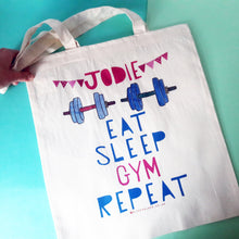 Load image into Gallery viewer, Eat Sleep Lift Repeat Personalised Gym Bag
