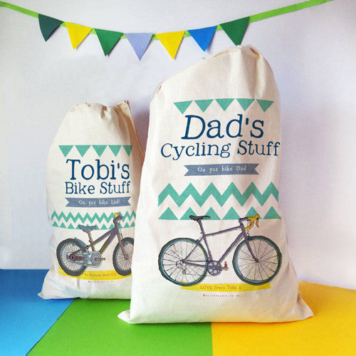 Personalised Dad And Child Cycling Sacks