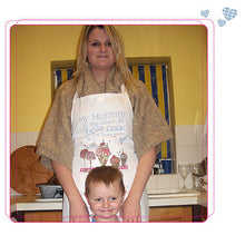 Load image into Gallery viewer, Personalised little and large combo aprons
