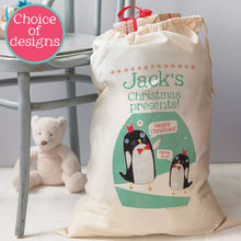 Load image into Gallery viewer, Personalised Christmas Penguins Sack

