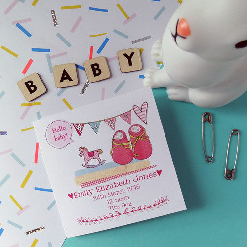 Personalised New Baby Announcement Cards Pack Of Six