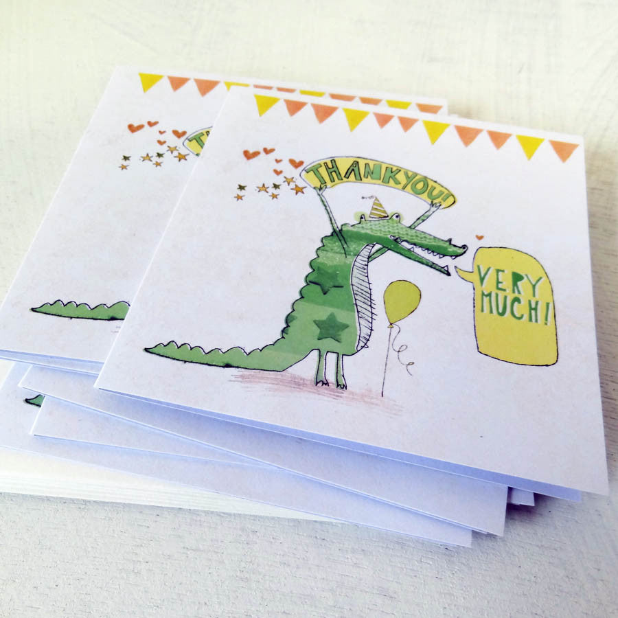 Pack of 6 Thank you 'croc' Cards