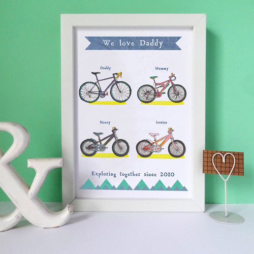 Personalised Cycling Family Print