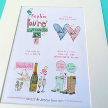 Load image into Gallery viewer, Personalised Adventures And Dreams Valentine Print
