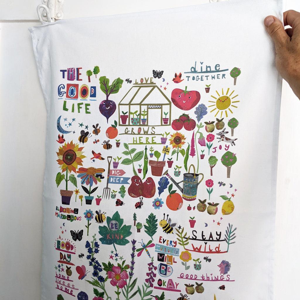 'The Good Life' Illustrated Tea Towel