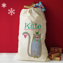 Load image into Gallery viewer, Personalised Cat Lady Christmas Gift Sack
