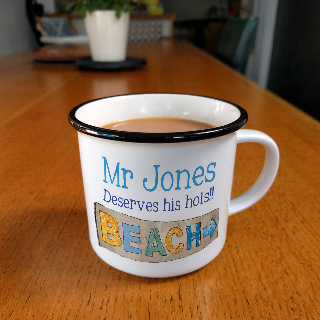 Personalised Enjoy Your Holiday Teacher Mug