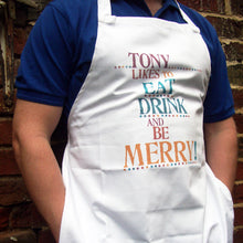 Load image into Gallery viewer, Personalised &#39;Eat drink and be merry&#39; apron
