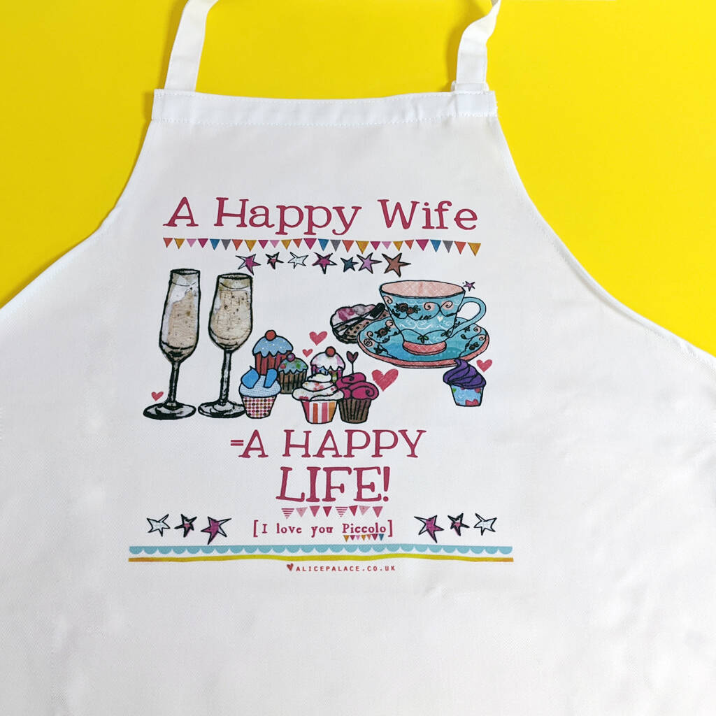 Personalised 'A Happy Wife' Apron