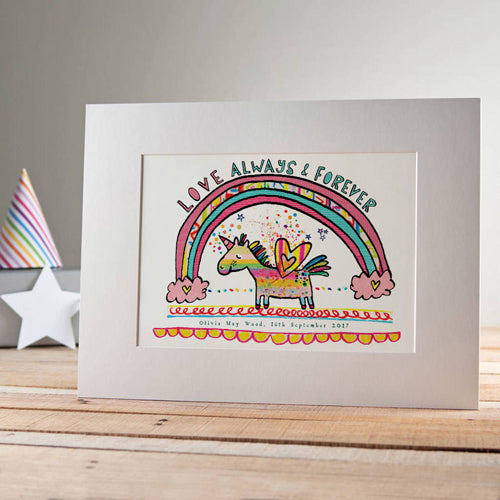 Personalised Love Always And Forever Unicorn Print